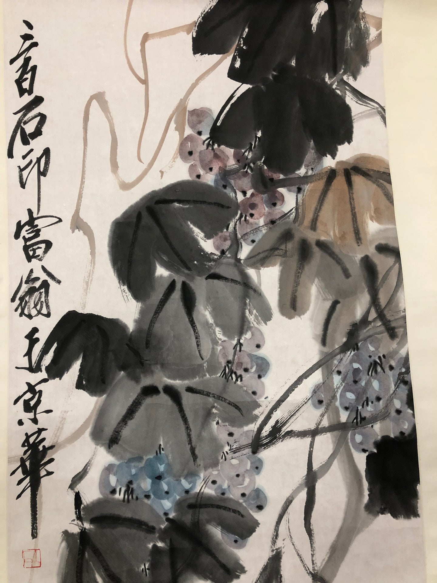 An Exquisite Chinese Ink Painting Hanging Scroll By Qi Baishi