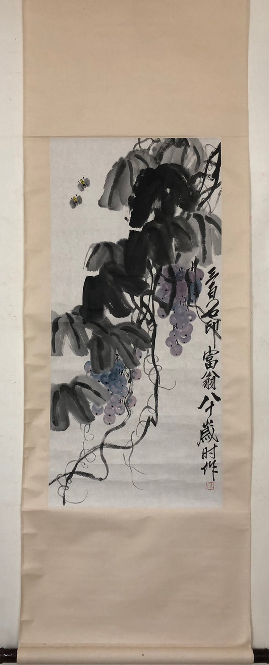 An Exquisite Chinese Ink Painting Hanging Scroll By Qi Baishi