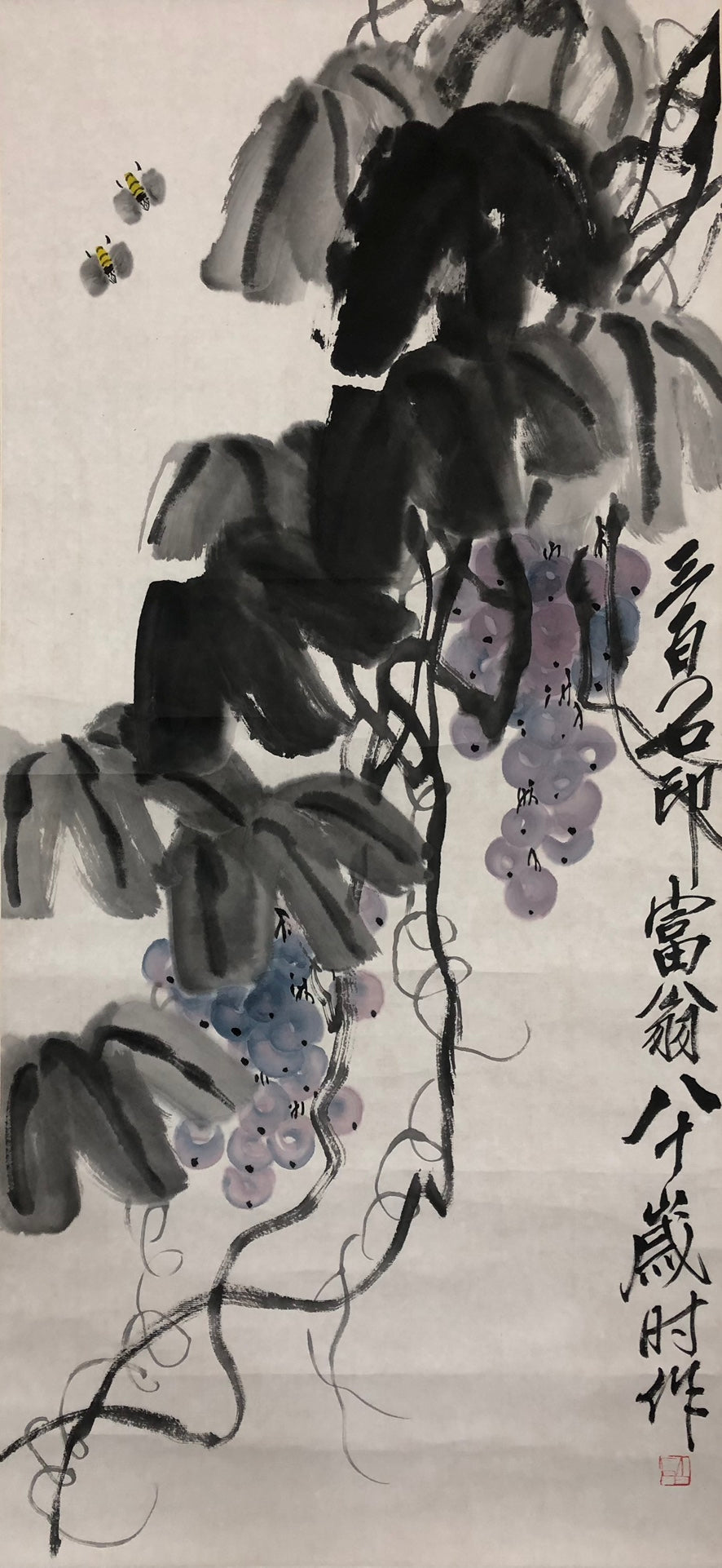 An Exquisite Chinese Ink Painting Hanging Scroll By Qi Baishi