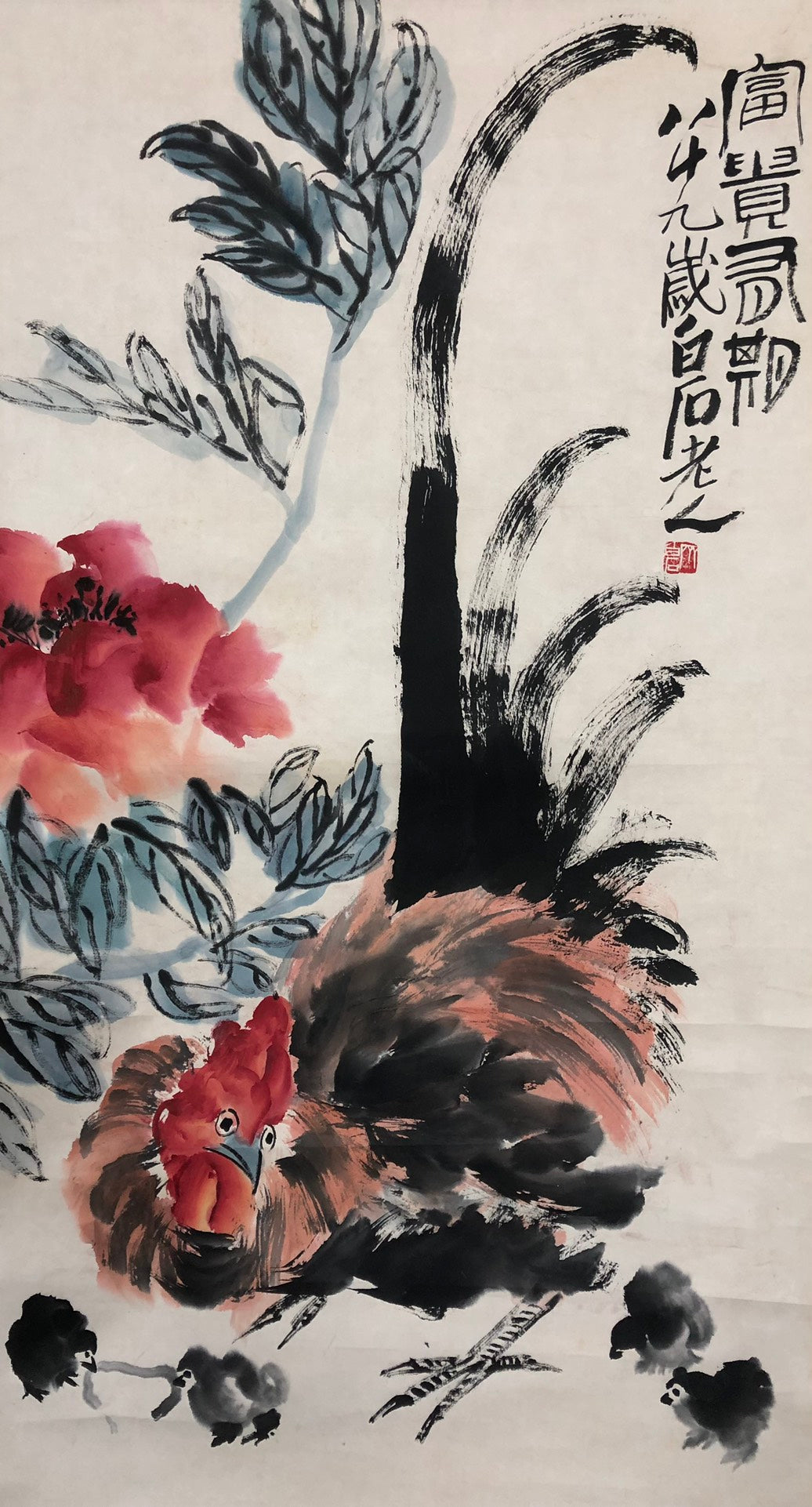 An Exquisite Chinese Ink Painting Hanging Scroll By Qi Baishi