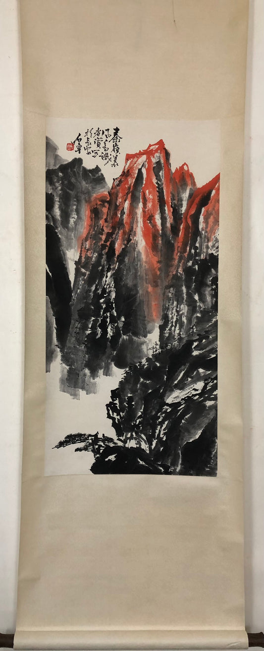 An Exquisite Chinese Ink Painting Hanging Scroll By Shi Lu