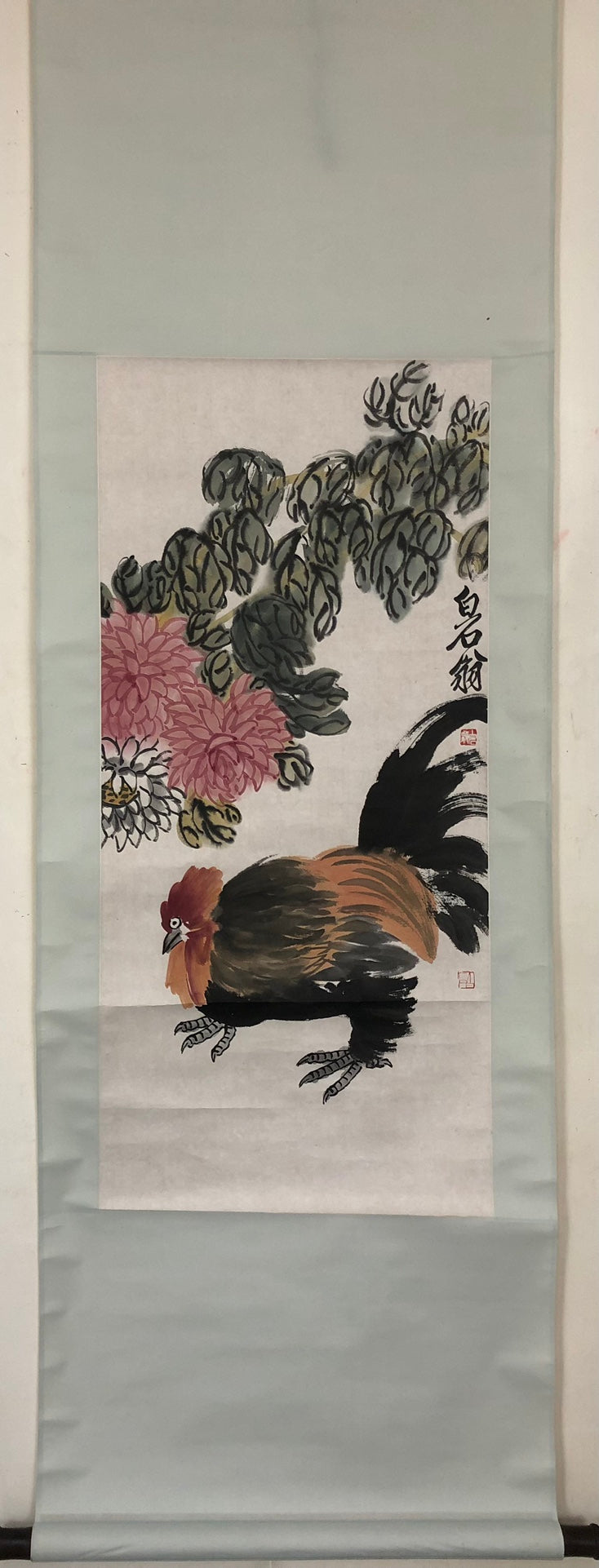 An Exquisite Chinese Ink Painting Hanging Scroll By Qi Baishi