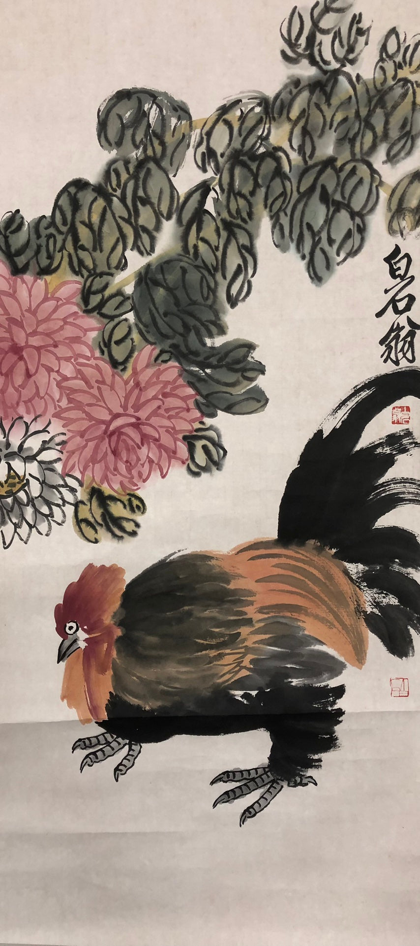 An Exquisite Chinese Ink Painting Hanging Scroll By Qi Baishi