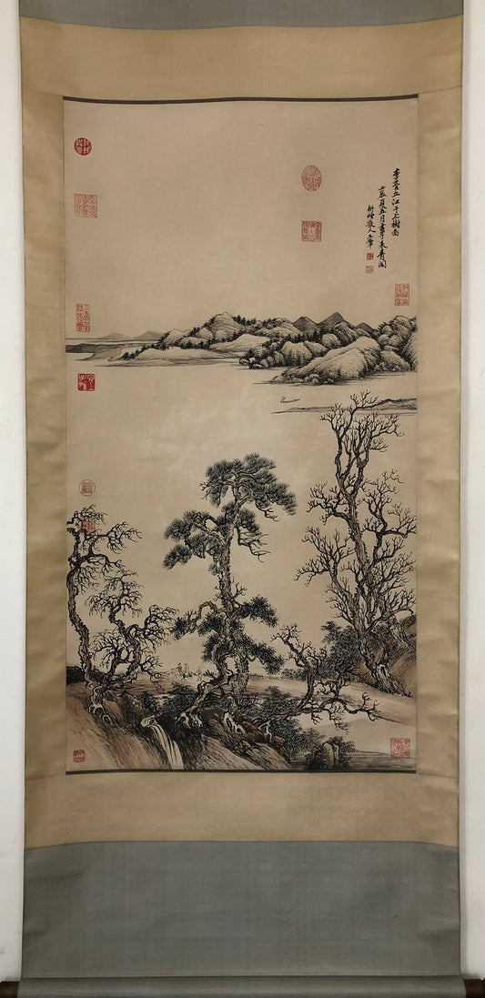 An Exquisite Chinese Ink Painting Hanging Scroll By Wang Hui