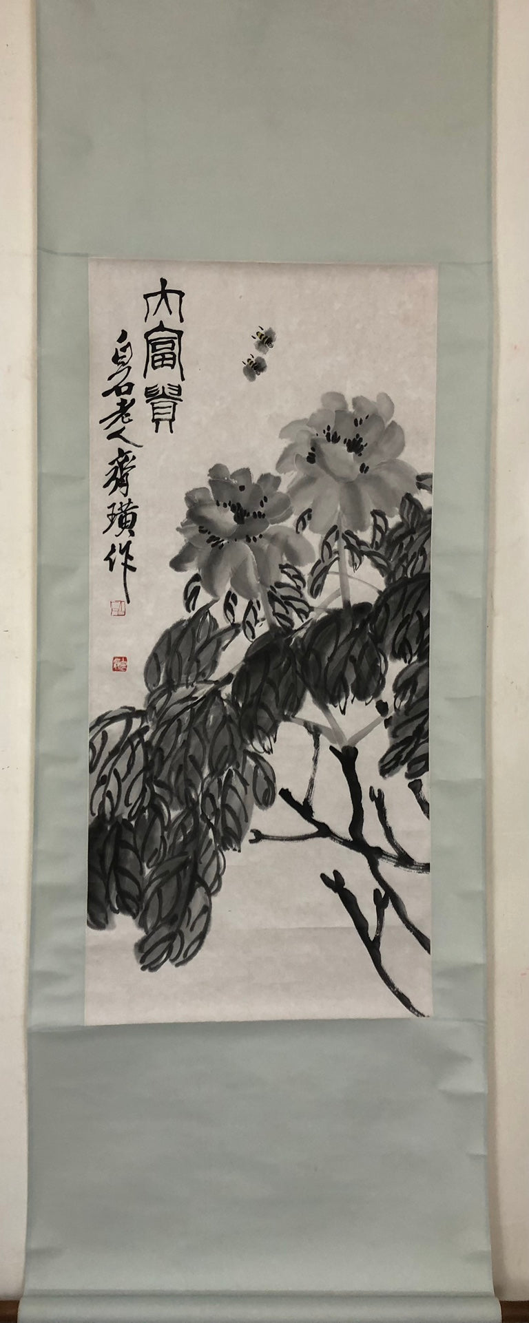 An Exquisite Chinese Ink Painting Hanging Scroll By Qi Baishi