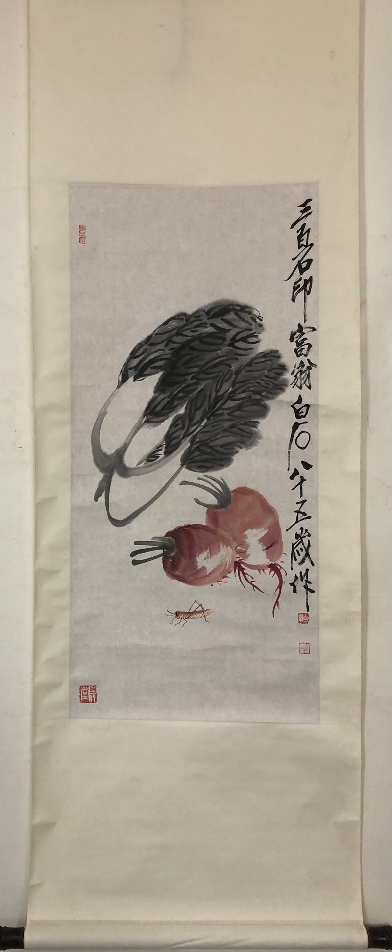 An Exquisite Chinese Ink Painting Hanging Scroll By Qi Baishi