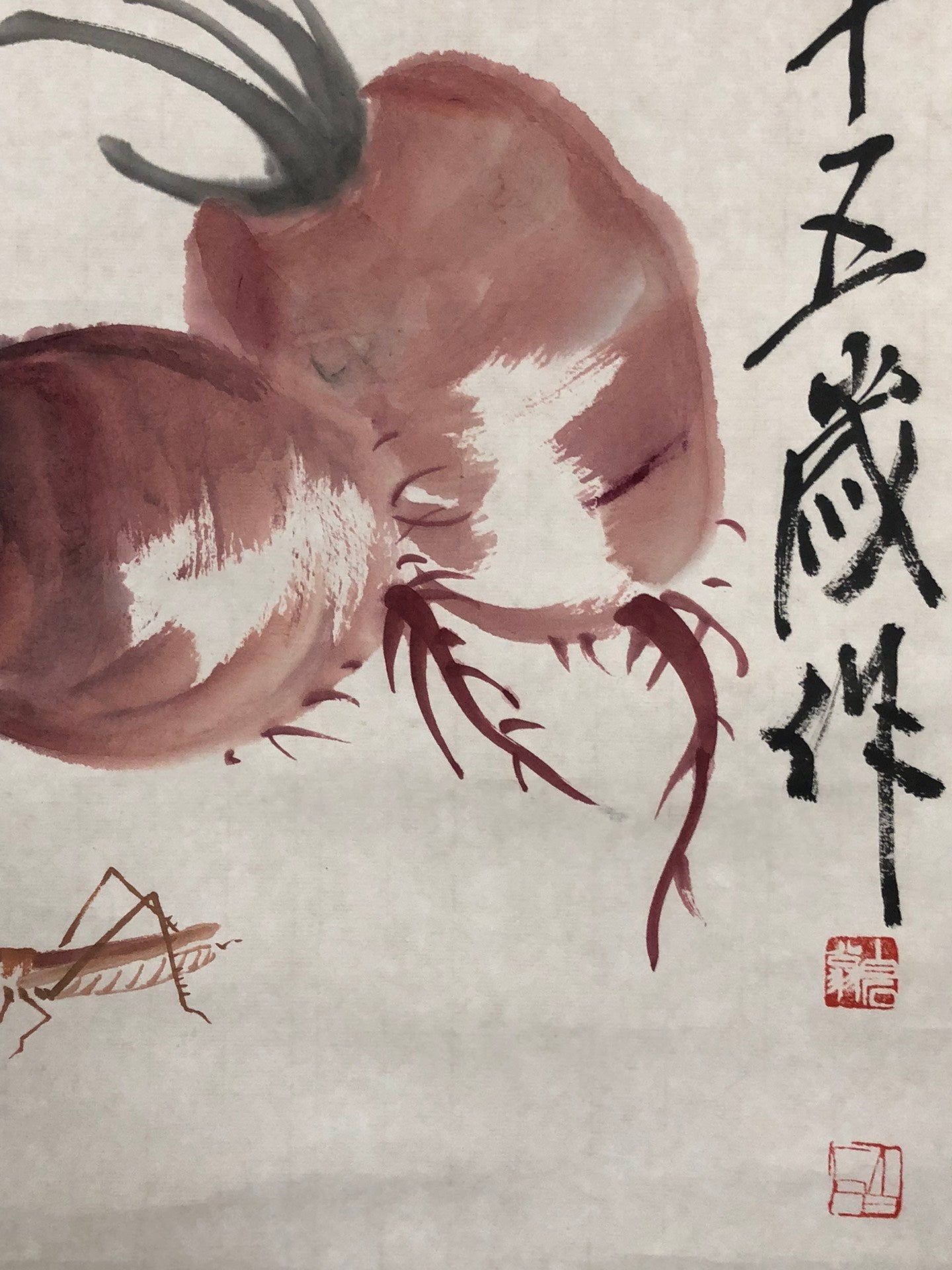 An Exquisite Chinese Ink Painting Hanging Scroll By Qi Baishi