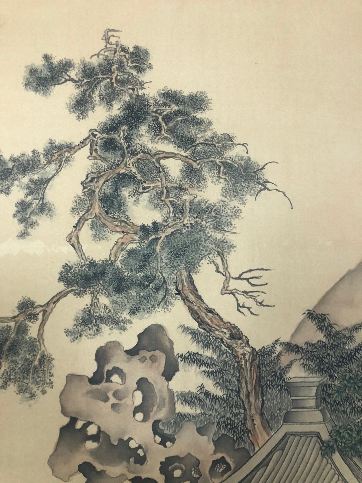 A Gorgeous Chinese Ink Painting Hanging Scroll By Zhou Fang