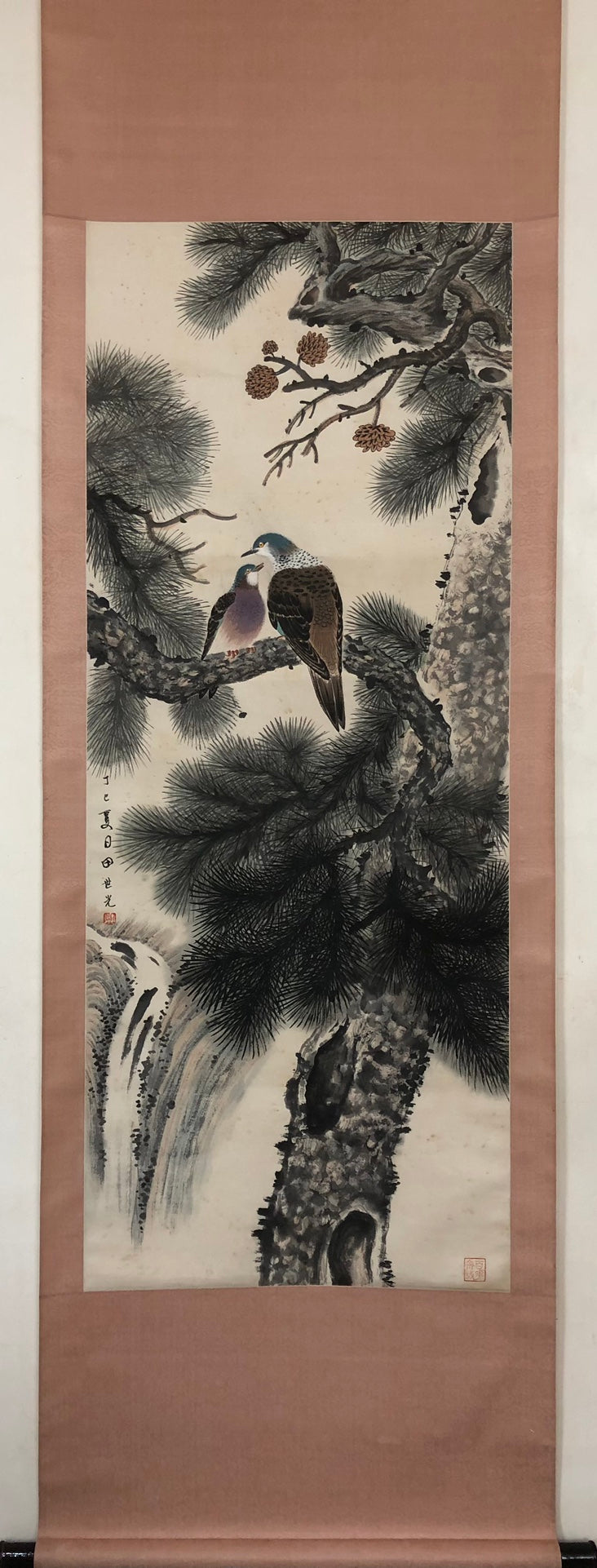 A Gorgeous Chinese Ink Painting Hanging Scroll By Tian Shiguang