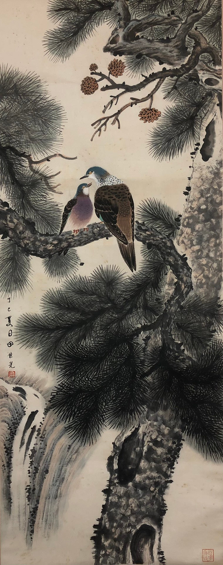 A Gorgeous Chinese Ink Painting Hanging Scroll By Tian Shiguang