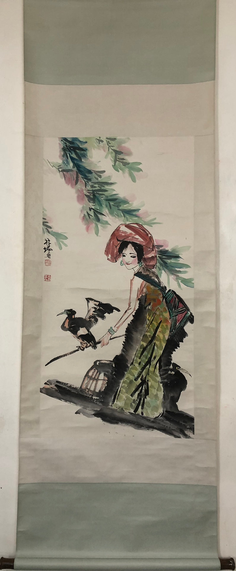 A Gorgeous Chinese Ink Painting Hanging Scroll By Lin Yong