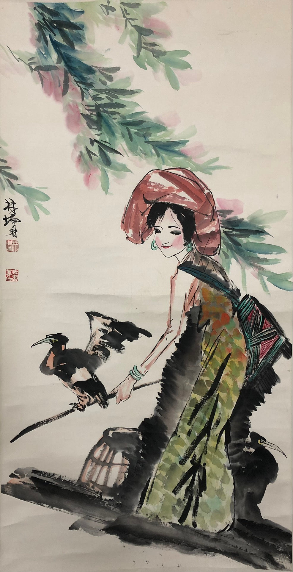 A Gorgeous Chinese Ink Painting Hanging Scroll By Lin Yong