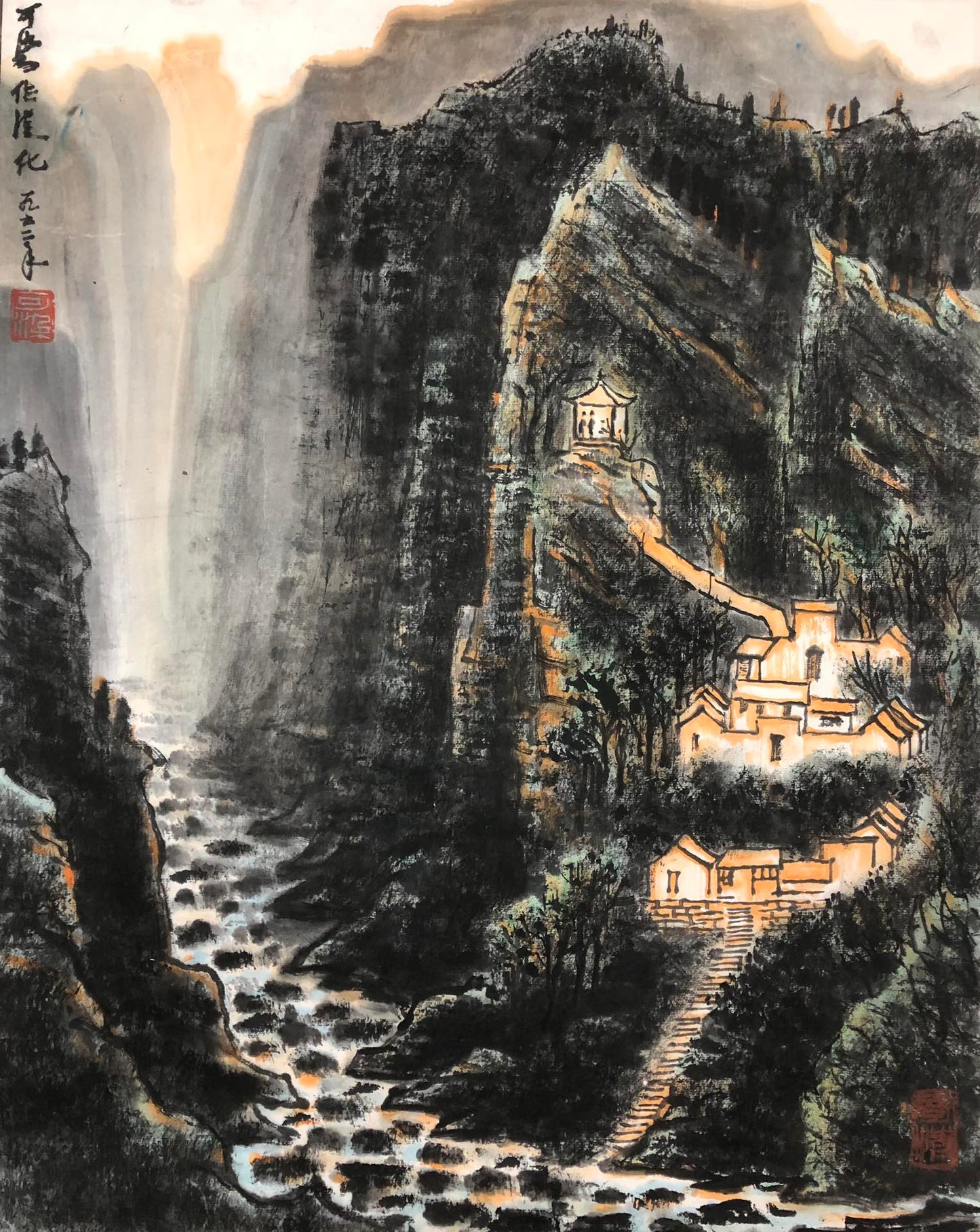 A Gorgeous Chinese Ink Painting Hanging Scroll By Li Keran