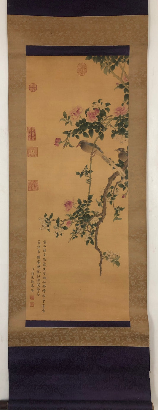 A Gorgeous Chinese Ink Painting Hanging Scroll By Jiang Tingxi