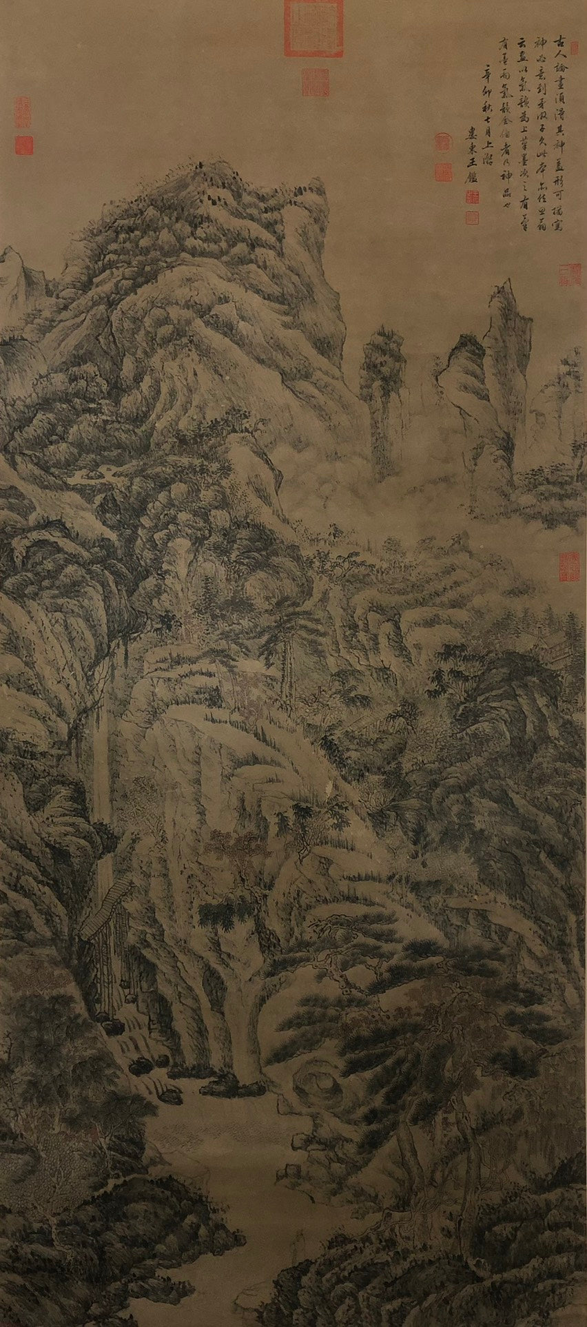 A Gorgeous Chinese Ink Painting Hanging Scroll By Wang Jian