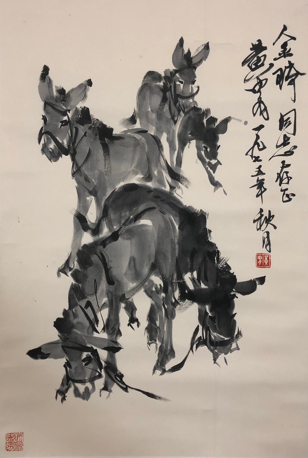 A Precious Chinese Ink Painting Hanging Scroll By Huang Zhou