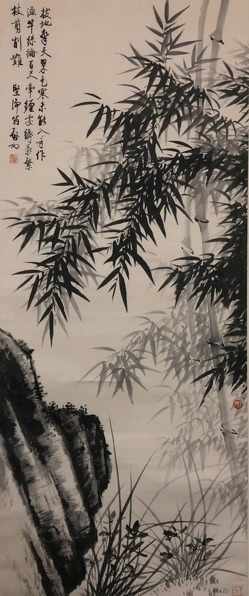 A Precious Chinese Ink Painting Hanging Scroll By Qi Gong