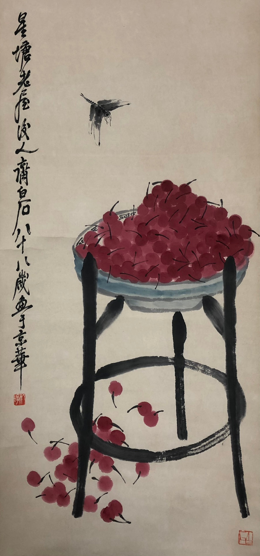 A Precious Chinese Ink Painting Hanging Scroll By Qi Baishi