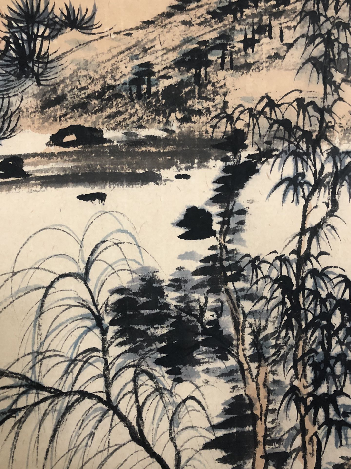 A Precious Chinese Ink Painting Hanging Scroll By Qi Gong