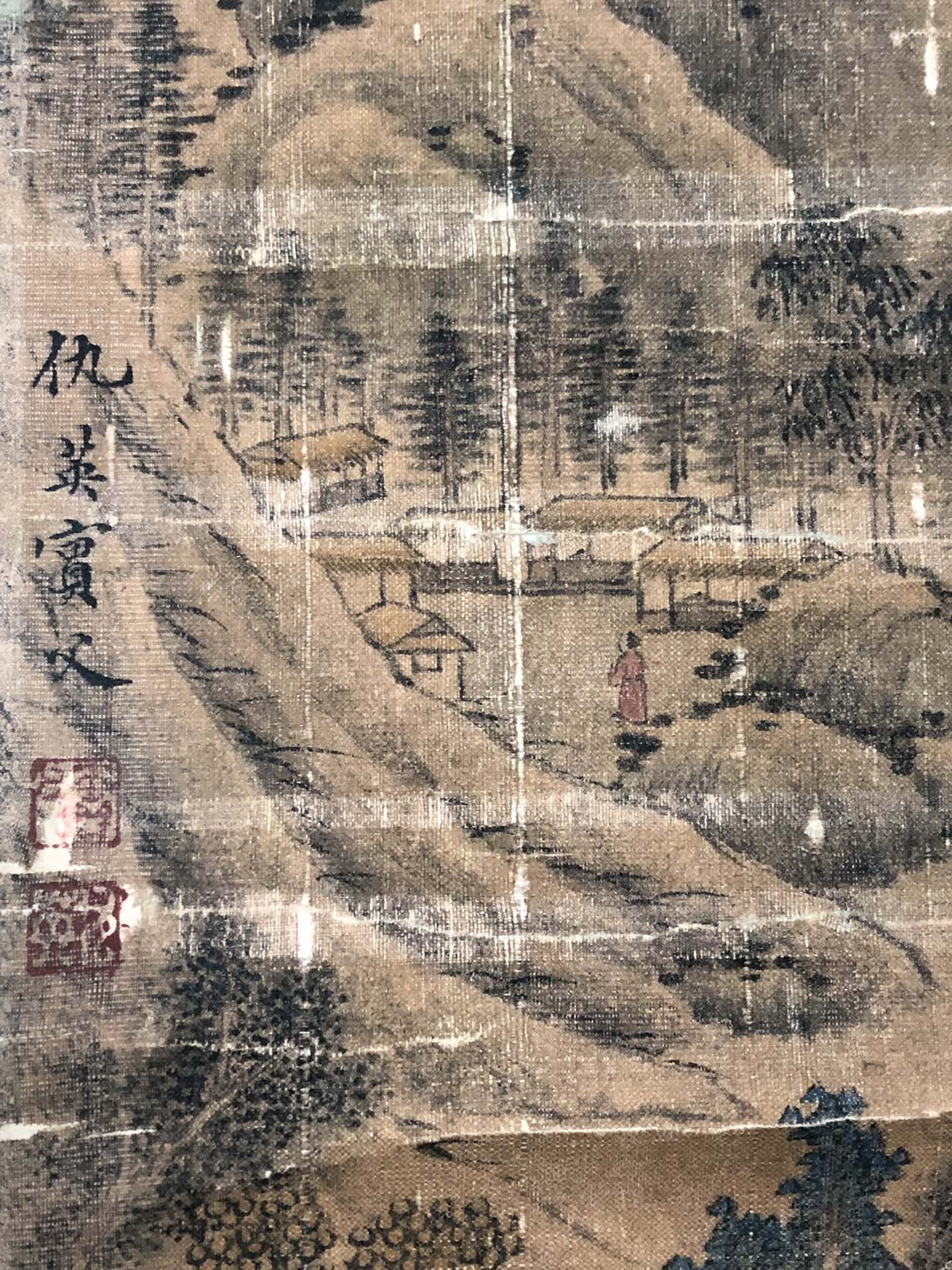 A Precious Chinese Ink Painting Hanging Scroll By Qiu Ying