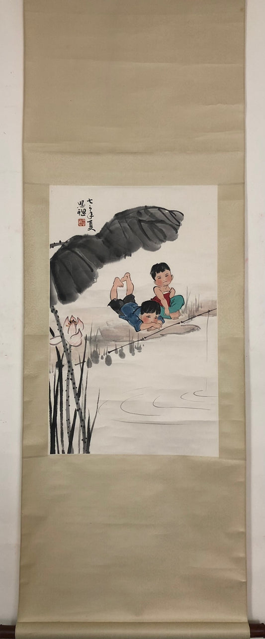 A Precious Chinese Ink Painting Hanging Scroll By Zhou Sicong