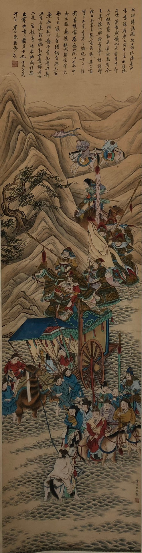 A Precious Chinese Ink Painting Hanging Scroll By Qiu Ying