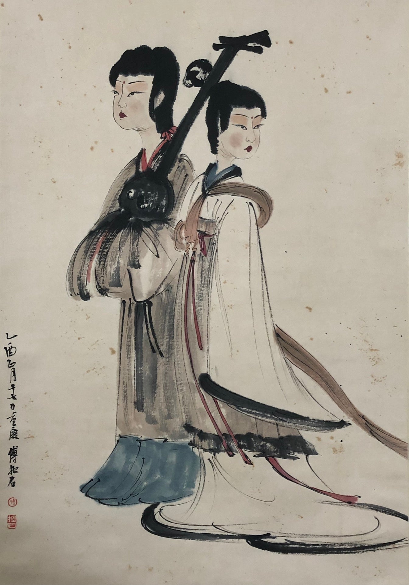 A Wonderful Chinese Ink Painting Hanging Scroll By Fu Baoshi