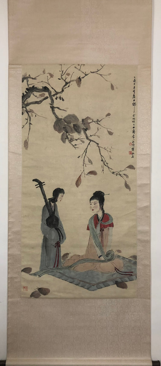 A Wonderful Chinese Ink Painting Hanging Scroll By Fu Baoshi