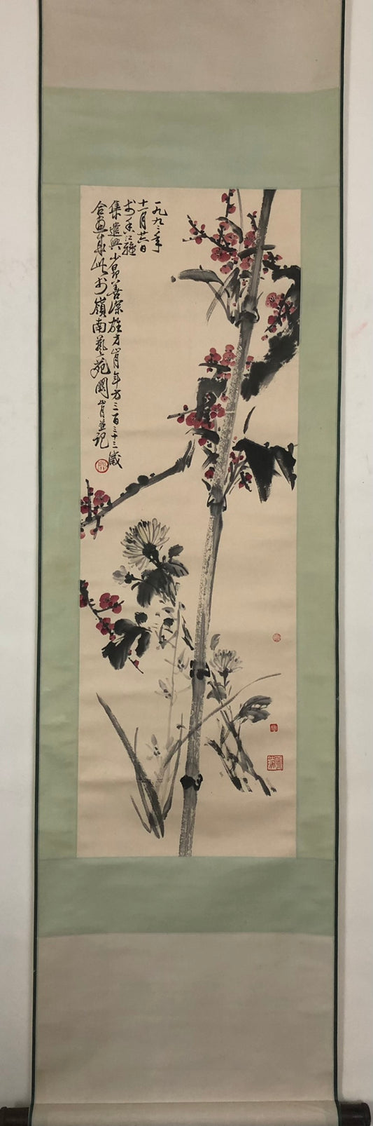 A Wonderful Chinese Ink Painting Hanging Scroll By Guan Shanyue