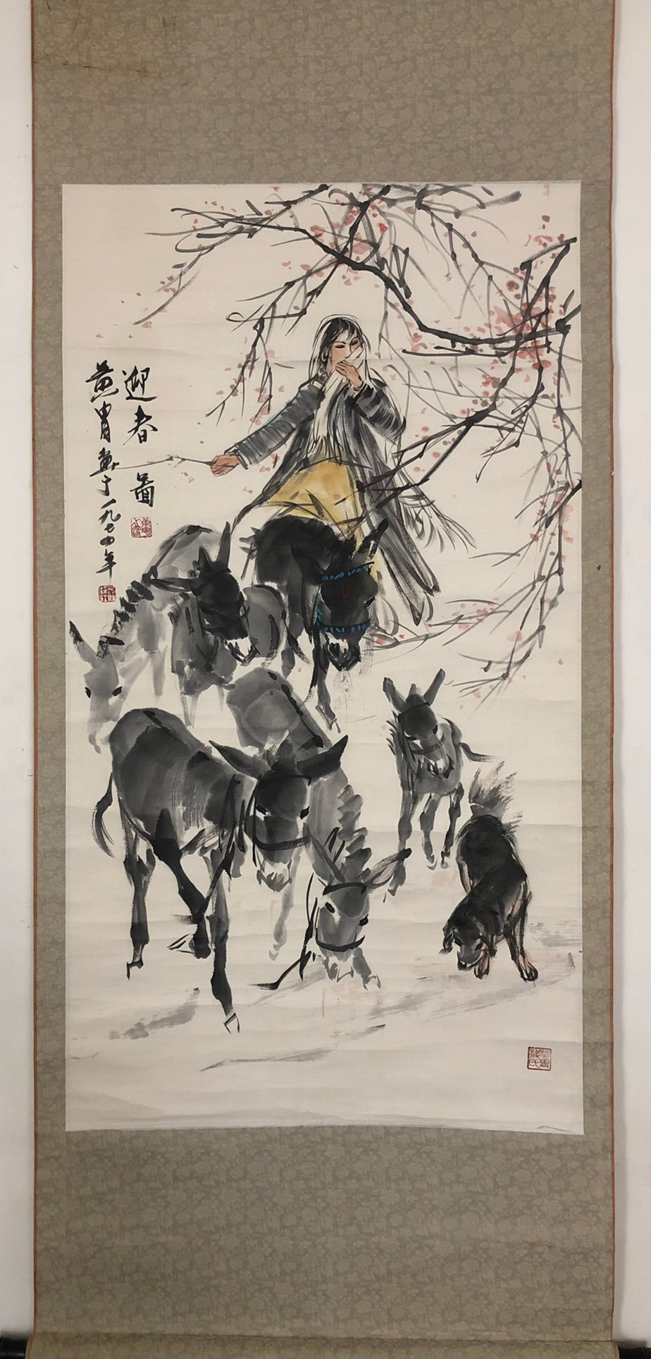 A Precious Chinese Ink Painting Hanging Scroll By Huang Zhou