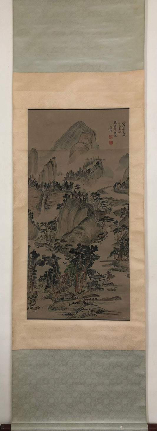 A Marvelous Chinese Ink Painting Hanging Scroll By Wang Yuanqi