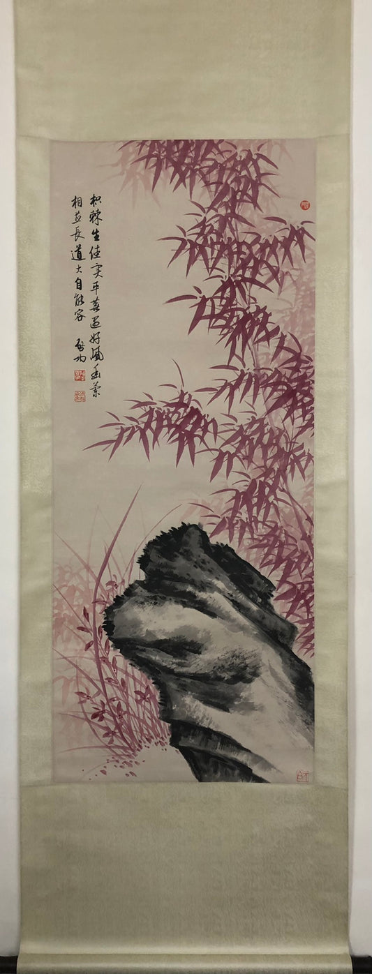 A Precious Chinese Ink Painting Hanging Scroll By Qi Gong