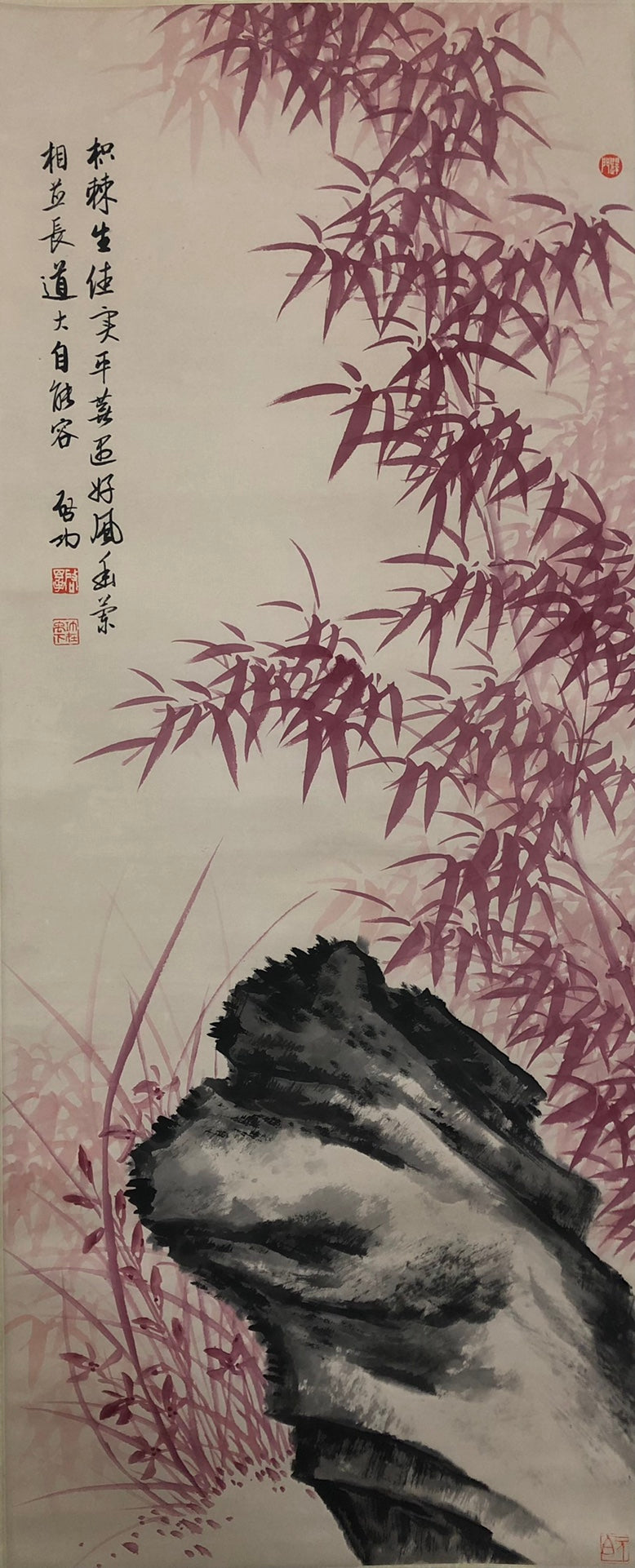 A Precious Chinese Ink Painting Hanging Scroll By Qi Gong