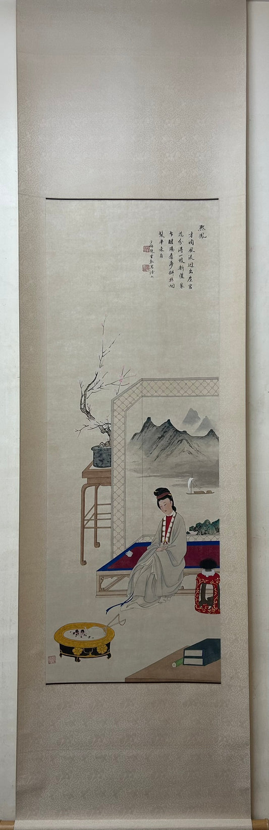 A Precious Chinese Ink Painting Hanging Scroll By Chen Shaomei