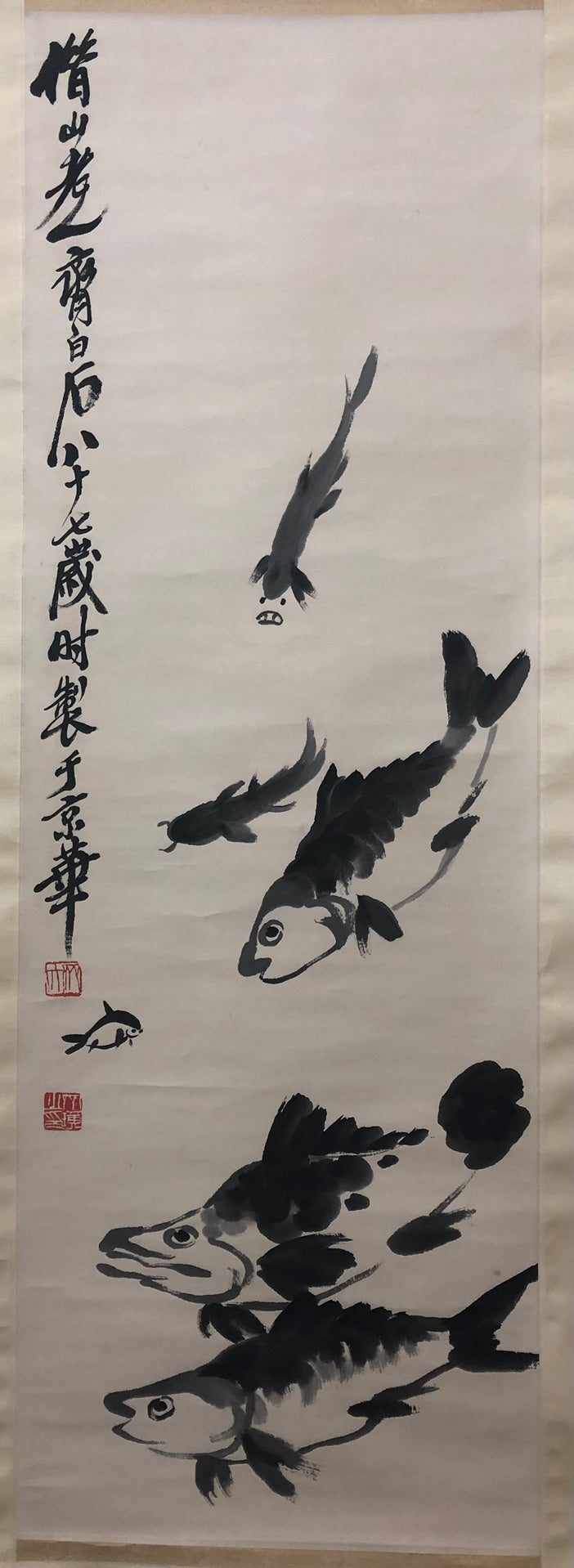 A Precious Chinese Ink Painting Hanging Scroll By Qi Baishi