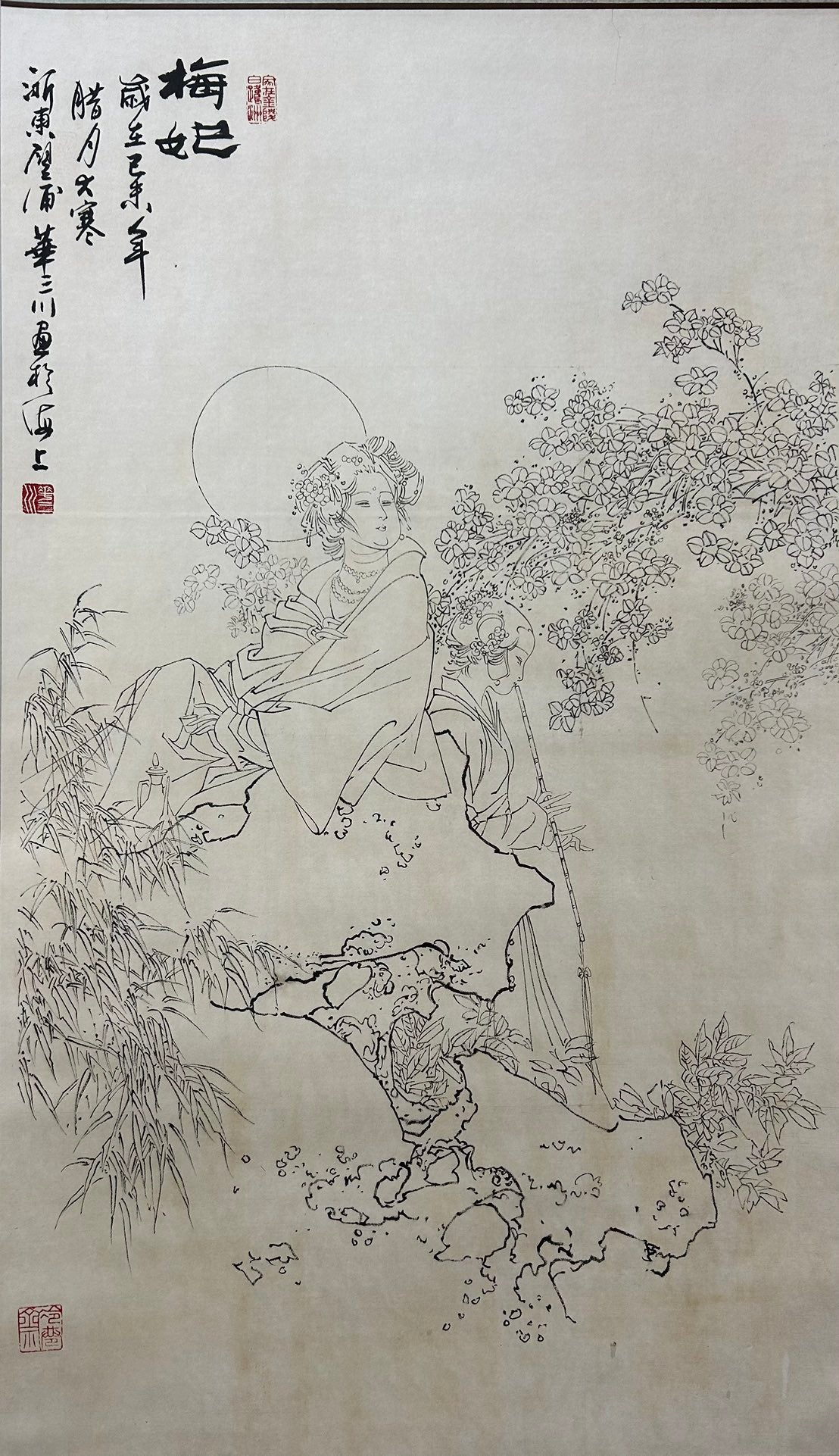 A Precious Chinese Ink Painting Hanging Scroll By Hua Sanchuan