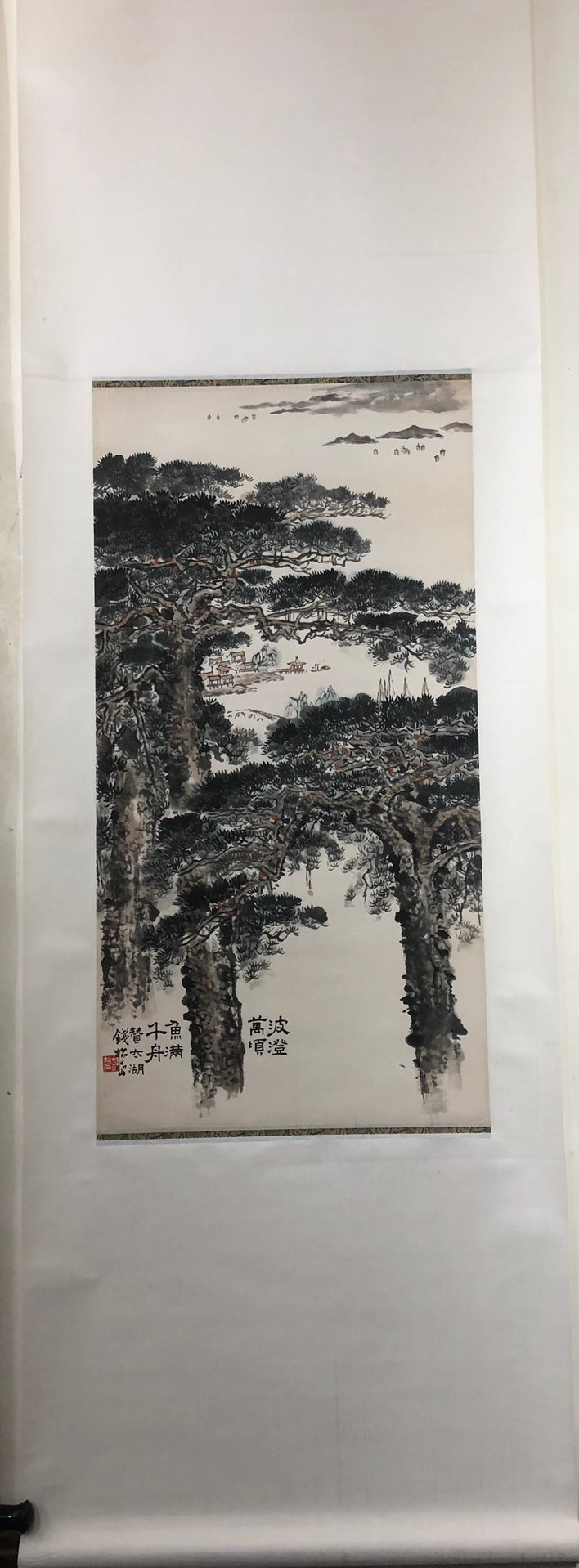 A Fabulous Chinese Ink Painting Hanging Scroll By Qian Songyan