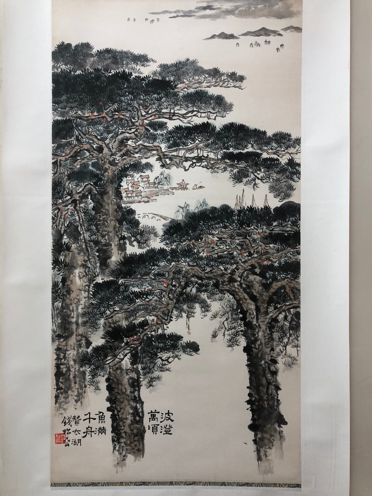 A Fabulous Chinese Ink Painting Hanging Scroll By Qian Songyan