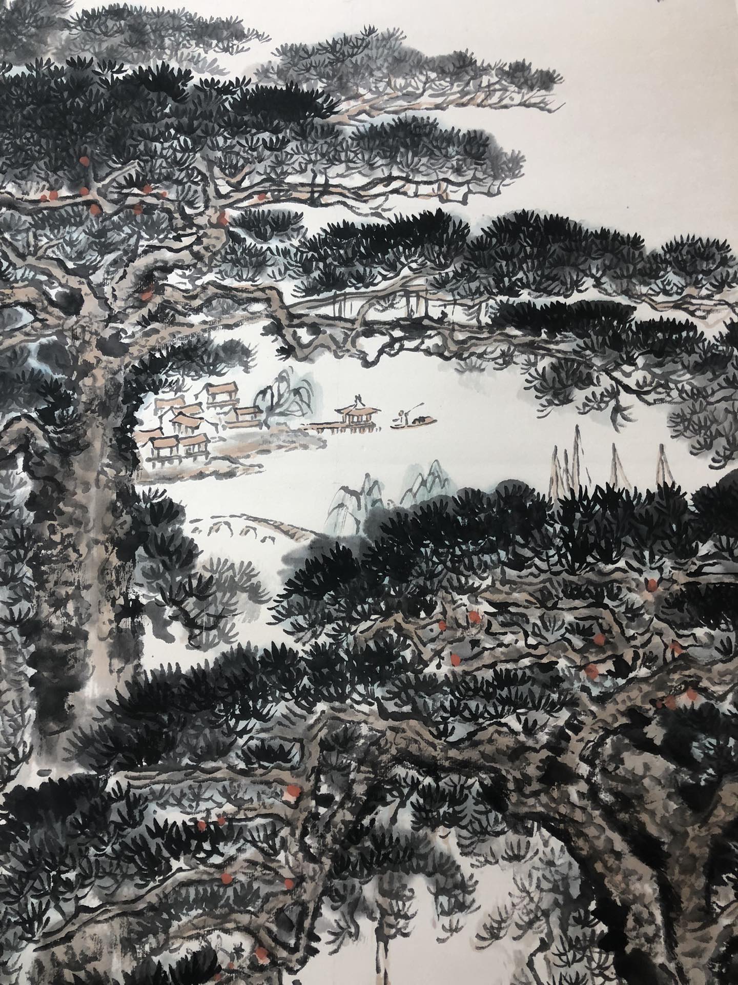 A Fabulous Chinese Ink Painting Hanging Scroll By Qian Songyan