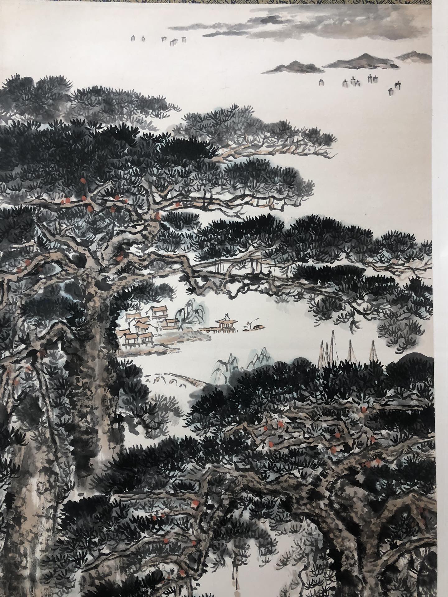 A Fabulous Chinese Ink Painting Hanging Scroll By Qian Songyan