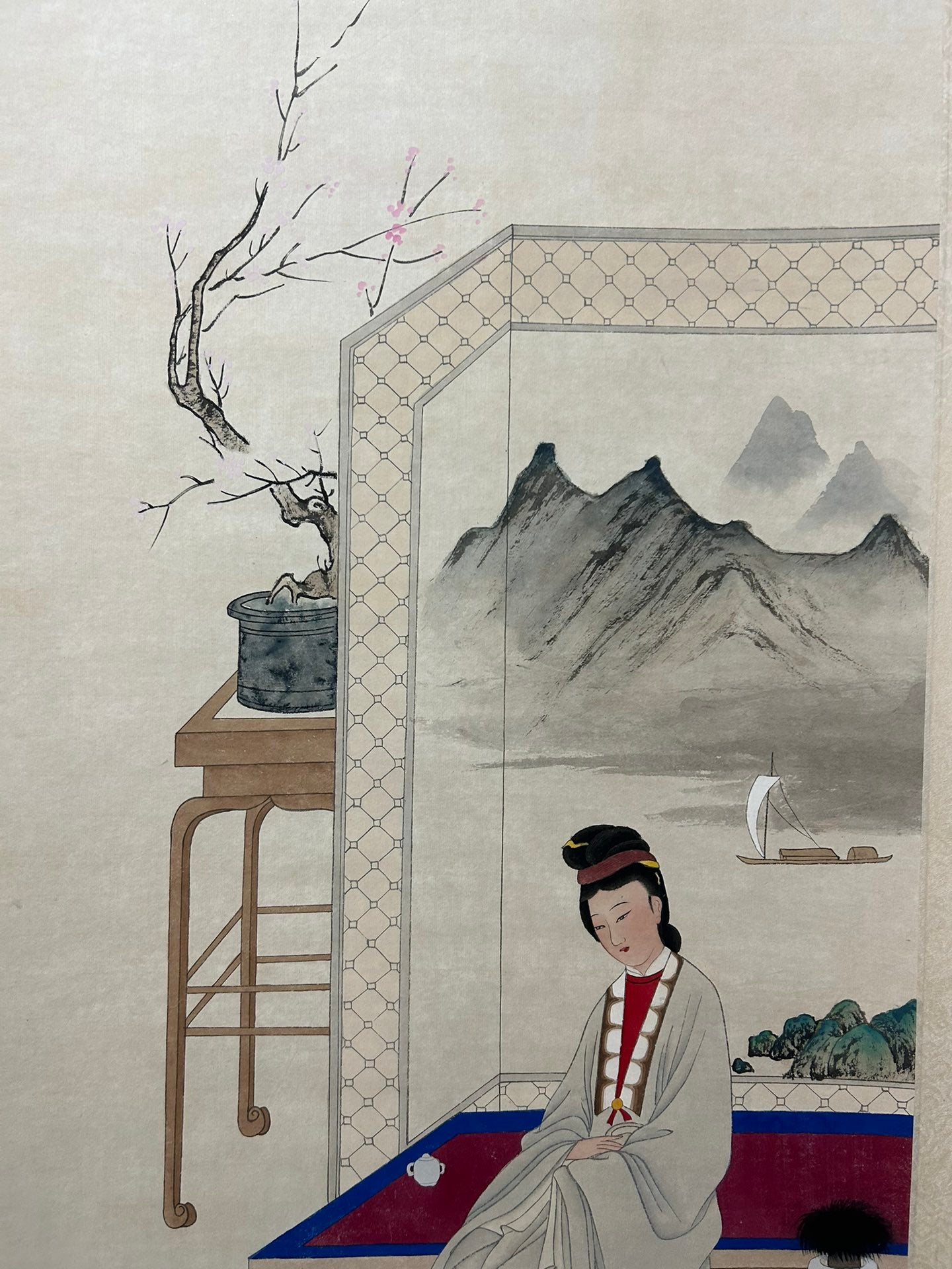 A Precious Chinese Ink Painting Hanging Scroll By Chen Shaomei