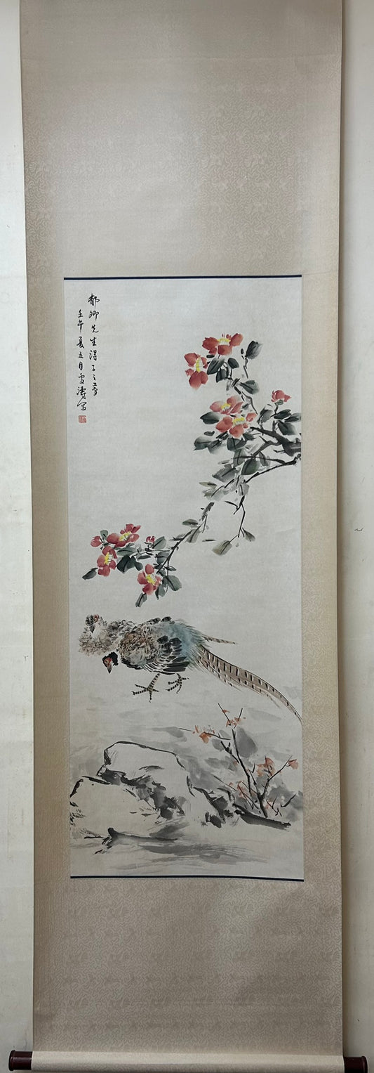 A Precious Chinese Ink Painting Hanging Scroll By Wang Xuetao