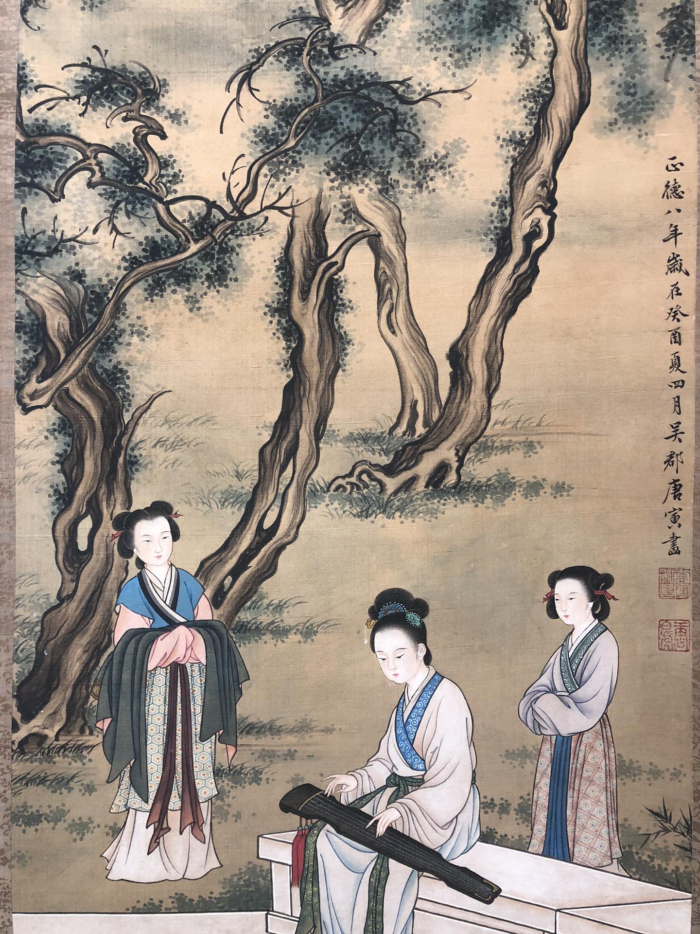 A Precious Chinese Ink Painting Hanging Scroll By Tang Yin