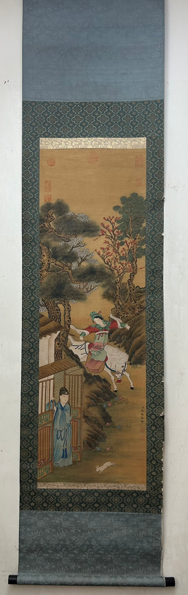 A Fabulous Chinese Ink Painting Hanging Scroll By Leng Mei