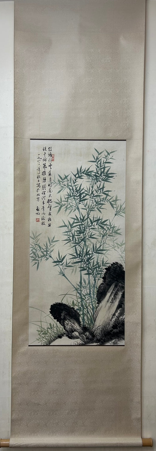 A Fabulous Chinese Ink Painting Hanging Scroll By Qi Gong