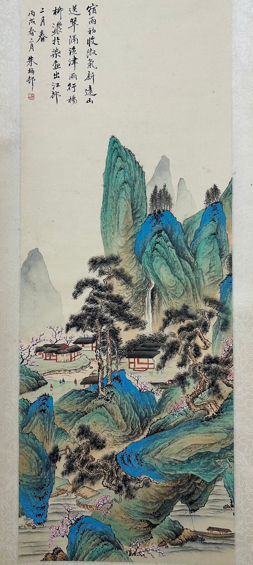 A Fabulous Chinese Ink Painting Hanging Scroll By Zhu Meicun