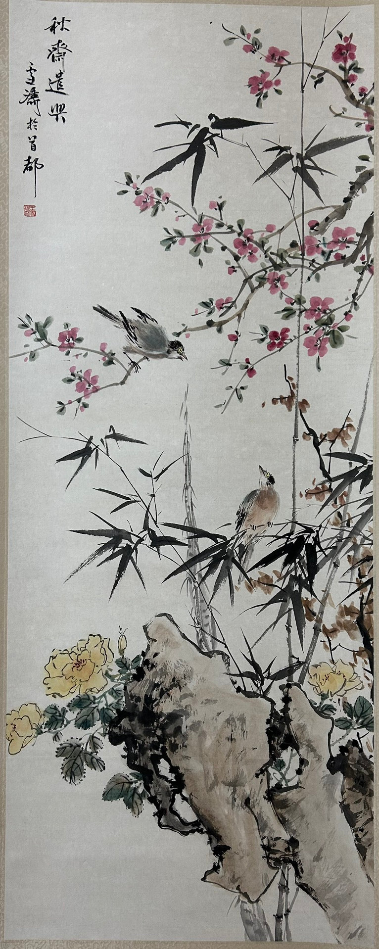 A Fabulous Chinese Ink Painting Hanging Scroll By Wang Xuetao