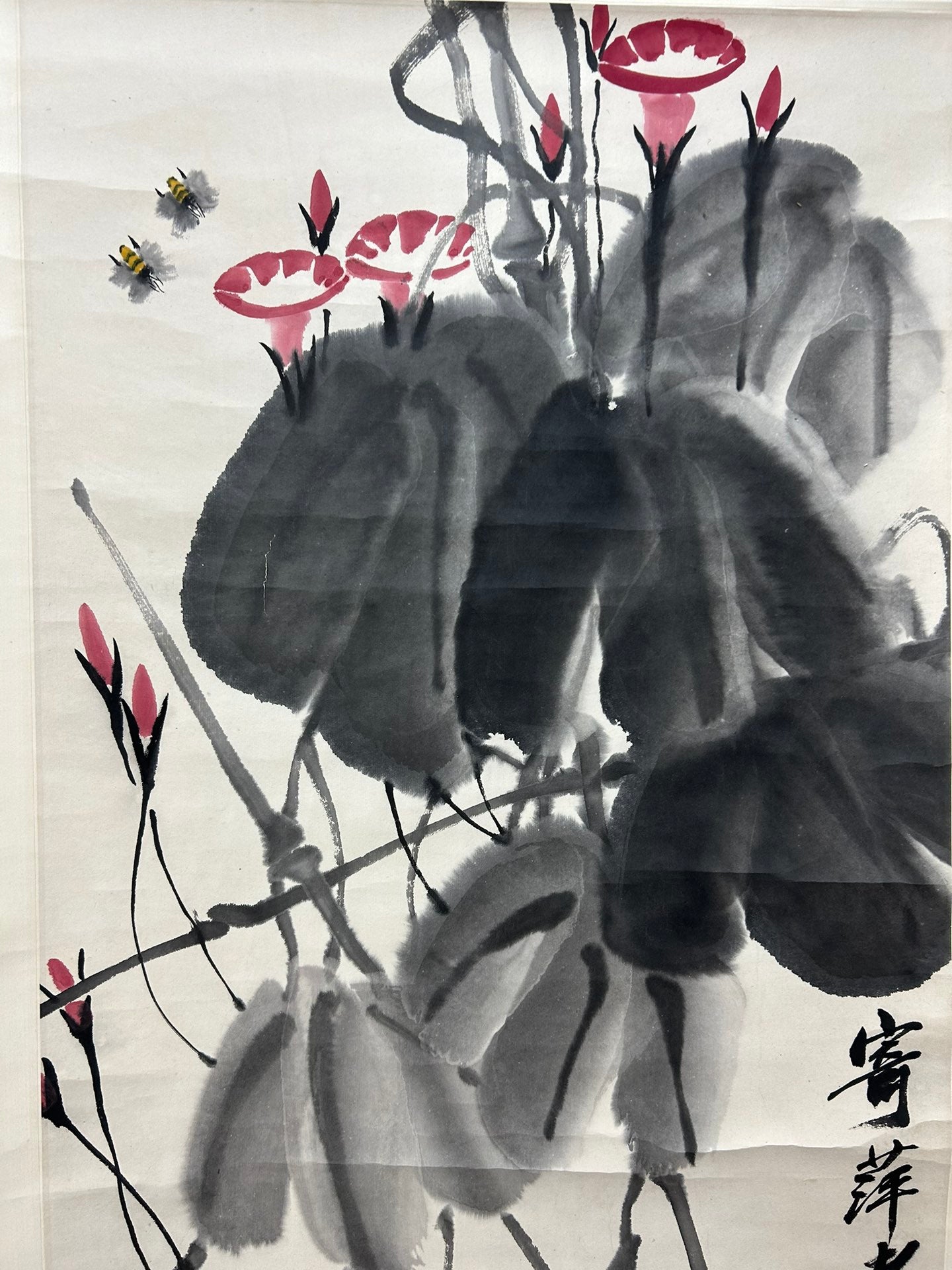 A Fabulous Chinese Ink Painting Hanging Scroll By Qi Baishi