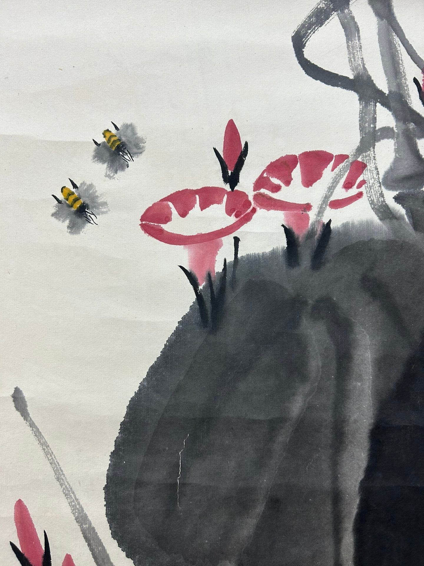 A Fabulous Chinese Ink Painting Hanging Scroll By Qi Baishi