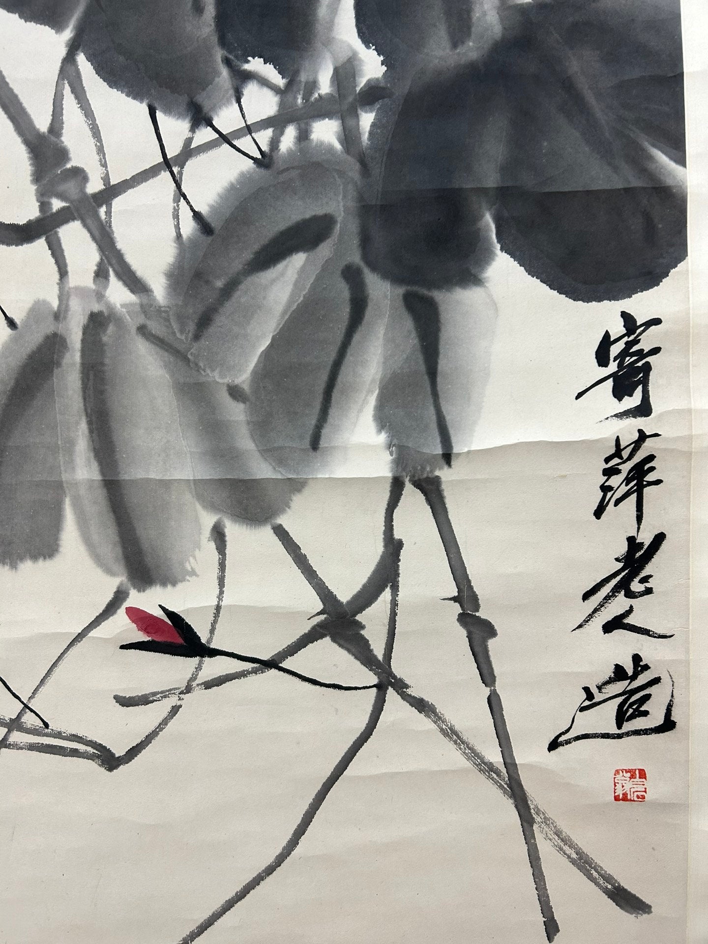 A Fabulous Chinese Ink Painting Hanging Scroll By Qi Baishi